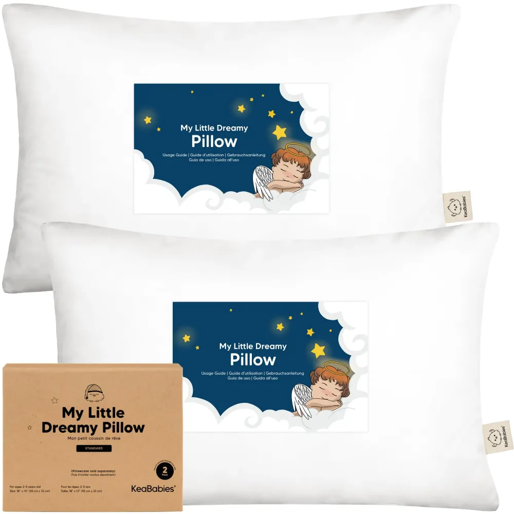 KeaBabies 2-Pack Toddler Pillow 13x18 - Soft Organic Cotton Kids Travel Bed Pillows for Sleeping, School, Nap, Machine Washable, Toddlers 2 to 5, Pillowcase Sold Separately (Soft White) KeaBabies 2-Pack Toddler Pillow 13x18 - Soft Organic Cotton Kids Travel Bed Pillows for Sleeping, School, Nap, Machine Washable, Toddlers 2 to 5, Pillowcase Sold Separately (Soft White)