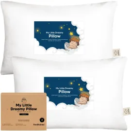 KeaBabies 2-Pack Toddler Pillow 13x18 - Soft Organic Cotton Kids Travel Bed Pillows for Sleeping, School, Nap, Machine Washable, Toddlers 2 to 5, Pillowcase Sold Separately (Soft White)