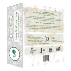 360Feel Clean cotton Soap 5 oz Castile Handmade Soaps -Refreshing Spring scent- Essential Oil Natural Mans Soap bar- Anniversary Wedding Gifts- Made in USA-Gift ready Cotton Blossom 360Feel Clean cotton Soap 5 oz Castile Handmade Soaps -Refreshing Spring scent- Essential Oil Natural Mans Soap bar- Anniversary Wedding Gifts- Made in USA-Gift ready Cotton Blossom