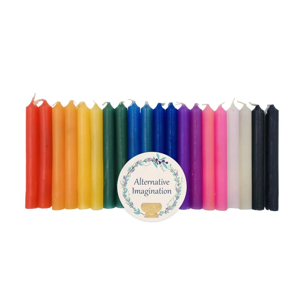 Alternative Imagination Colored Candles, 4 Mini Taper Chime Candles, Great for Birthday Parties, Spell Work, Witchcraft Supplies, Wiccan Decor, Altar Supplies, Meditation Decor, Unscented Box of 20 Alternative Imagination Colored Candles, 4 Mini Taper Chime Candles, Great for Birthday Parties, Spell Work, Witchcraft Supplies, Wiccan Decor, Altar Supplies, Meditation Decor, Unscented Box of 20