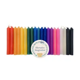 Alternative Imagination Colored Candles, 4 Mini Taper Chime Candles, Great for Birthday Parties, Spell Work, Witchcraft Supplies, Wiccan Decor, Altar Supplies, Meditation Decor, Unscented Box of 20