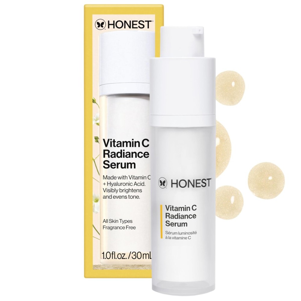 Honest Beauty Vitamin C Radiance Serum | Improves + Brightens Skin Tone and Complexion | Gentle for Sensitive Skin, Fragrance Free, Vegan | 1 fl oz Honest Beauty Vitamin C Radiance Serum | Improves + Brightens Skin Tone and Complexion | Gentle for Sensitive Skin, Fragrance Free, Vegan | 1 fl oz