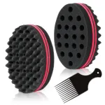 BIGEDDIE Magic Sponge Brush for Afro Curls, Twist Sponge with 6.29 Inch Free Pick Comb (2 PACK)