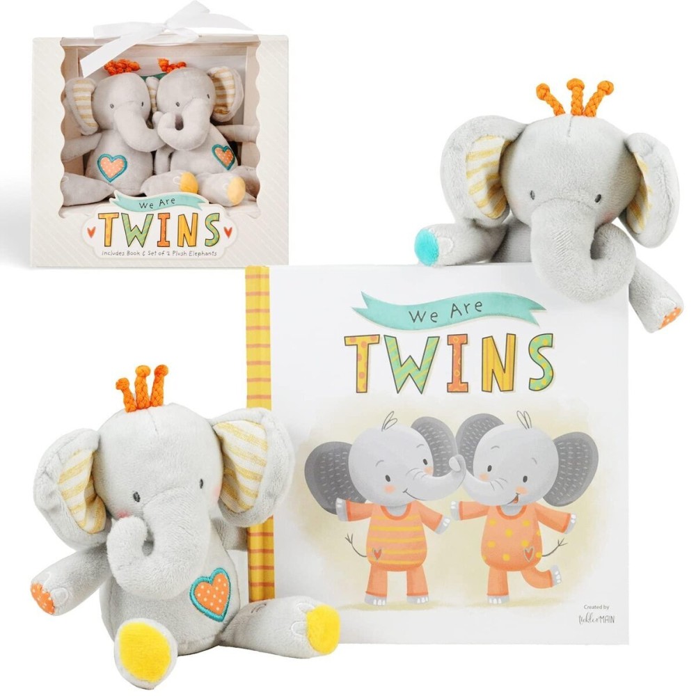 Tickle & Main We Are Twins Book & Set of 2 Plush Elephant Rattles for Baby, Toddler, Twins, Boys, or Girls - Twins Book Tickle & Main We Are Twins Book & Set of 2 Plush Elephant Rattles for Baby, Toddler, Twins, Boys, or Girls - Twins Book