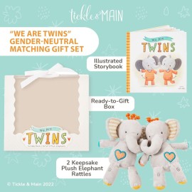 Tickle & Main We Are Twins Book & Set of 2 Plush Elephant Rattles for Baby, Toddler, Twins, Boys, or Girls - Twins Book Tickle & Main We Are Twins Book & Set of 2 Plush Elephant Rattles for Baby, Toddler, Twins, Boys, or Girls - Twins Book