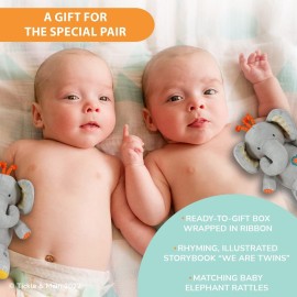 Tickle & Main We Are Twins Book & Set of 2 Plush Elephant Rattles for Baby, Toddler, Twins, Boys, or Girls - Twins Book Tickle & Main We Are Twins Book & Set of 2 Plush Elephant Rattles for Baby, Toddler, Twins, Boys, or Girls - Twins Book