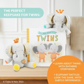 Tickle & Main We Are Twins Book & Set of 2 Plush Elephant Rattles for Baby, Toddler, Twins, Boys, or Girls - Twins Book Tickle & Main We Are Twins Book & Set of 2 Plush Elephant Rattles for Baby, Toddler, Twins, Boys, or Girls - Twins Book