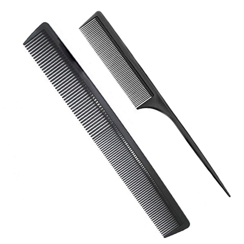 Professional Black Carbon Fiber Teasing Comb, Fine and Wide Tooth Hair Barber Comb For All Hair Types Professional Black Carbon Fiber Teasing Comb, Fine and Wide Tooth Hair Barber Comb For All Hair Types