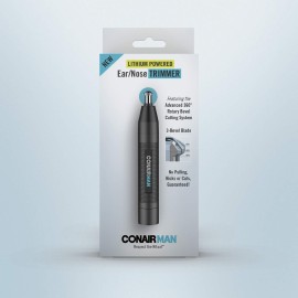 ConairMan Nose Hair Trimmer for Men, For Nose, Ear, and Eyebrows, Patent 360 Bevel Blade for No Pull, No Snag Trimming Experience, Cordless Lithium-Powered Trimmer with Drawstring Bag ConairMan Nose Hair Trimmer for Men, For Nose, Ear, and Eyebrows, Patent 360 Bevel Blade for No Pull, No Snag Trimming Experience, Cordless Lithium-Powered Trimmer with Drawstring Bag