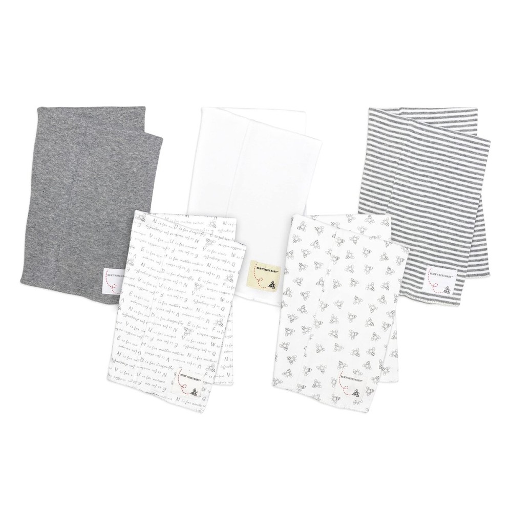 Burt\'s Bees Baby - Burp Cloths, 5-Pack Extra Absorbent 100% Organic Cotton Drool Cloths Burt\'s Bees Baby - Burp Cloths, 5-Pack Extra Absorbent 100% Organic Cotton Drool Cloths