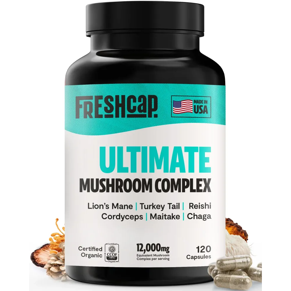 FreshCap Ultimate Mushroom Supplement 12,000mg - Mushroom Complex Capsules, Organic Mushrooms Supplement, Nootropic Brain Supplements for Memory and Focus Ayurveda (120 Capsules) FreshCap Ultimate Mushroom Supplement 12,000mg - Mushroom Complex Capsules, Organic Mushrooms Supplement, Nootropic Brain Supplements for Memory and Focus Ayurveda (120 Capsules)