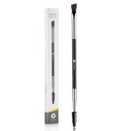 Eyebrow Brush, KINGMAS Professional Double-Ended Angled Eye Brow Brush and Spoolie Brush (Black)