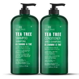 Botanic Hearth Tea Tree Shampoo and Conditioner Set - with 100% Pure Tea Tree Oil, for Itchy and Dry Scalp, Sulfate/Paraben Free - for Men and Women - 16 fl oz each