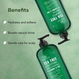 Botanic Hearth Tea Tree Shampoo and Conditioner Set - with 100% Pure Tea Tree Oil, for Itchy and Dry Scalp, Sulfate/Paraben Free - for Men and Women - 16 fl oz each