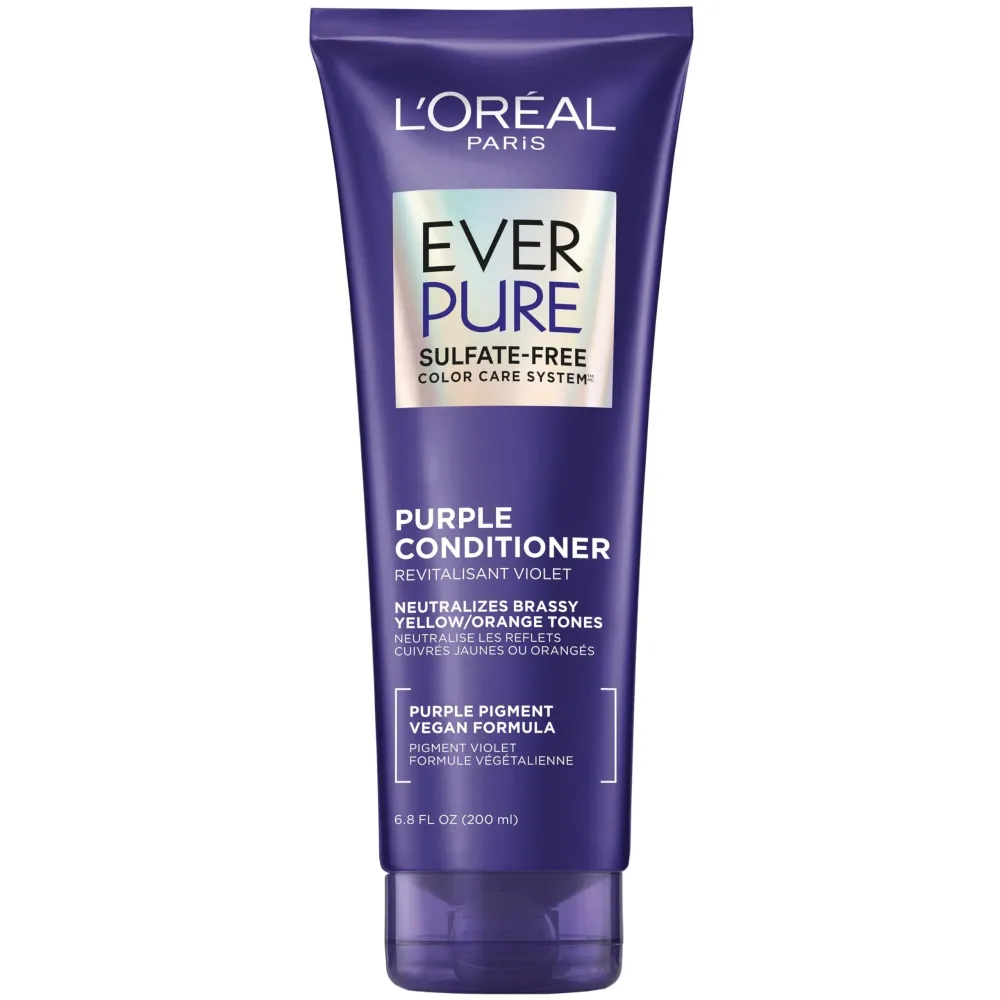 LOreal Paris Sulfate Free Brass Toning Purple Conditioner for Blonde, Bleached, Silver, or Brown Highlighted Hair, EverPure, 6.8 Fl Oz (Packaging May Vary) LOreal Paris Sulfate Free Brass Toning Purple Conditioner for Blonde, Bleached, Silver, or Brown Highlighted Hair, EverPure, 6.8 Fl Oz (Packaging May Vary)