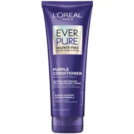 LOreal Paris Sulfate Free Brass Toning Purple Conditioner for Blonde, Bleached, Silver, or Brown Highlighted Hair, EverPure, 6.8 Fl Oz (Packaging May Vary)