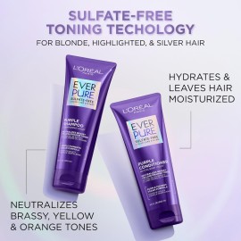 LOreal Paris Sulfate Free Brass Toning Purple Conditioner for Blonde, Bleached, Silver, or Brown Highlighted Hair, EverPure, 6.8 Fl Oz (Packaging May Vary) LOreal Paris Sulfate Free Brass Toning Purple Conditioner for Blonde, Bleached, Silver, or Brown Highlighted Hair, EverPure, 6.8 Fl Oz (Packaging May Vary)