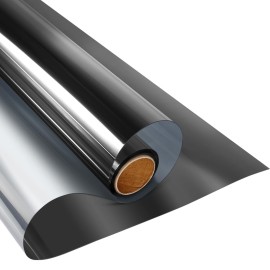 KESPEN Window Privacy Film One Way Daytime Privacy Static Cling Sun Blocking Anti UV Reflective Window Tint for Home and Office, Black-Silver, 17.5 Inch X 6.5 Feet KESPEN Window Privacy Film One Way Daytime Privacy Static Cling Sun Blocking Anti UV Reflective Window Tint for Home and Office, Black-Silver, 17.5 Inch X 6.5 Feet