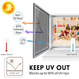 KESPEN Window Privacy Film One Way Daytime Privacy Static Cling Sun Blocking Anti UV Reflective Window Tint for Home and Office, Black-Silver, 17.5 Inch X 6.5 Feet KESPEN Window Privacy Film One Way Daytime Privacy Static Cling Sun Blocking Anti UV Reflective Window Tint for Home and Office, Black-Silver, 17.5 Inch X 6.5 Feet
