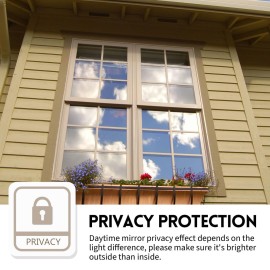 KESPEN Window Privacy Film One Way Daytime Privacy Static Cling Sun Blocking Anti UV Reflective Window Tint for Home and Office, Black-Silver, 17.5 Inch X 6.5 Feet KESPEN Window Privacy Film One Way Daytime Privacy Static Cling Sun Blocking Anti UV Reflective Window Tint for Home and Office, Black-Silver, 17.5 Inch X 6.5 Feet