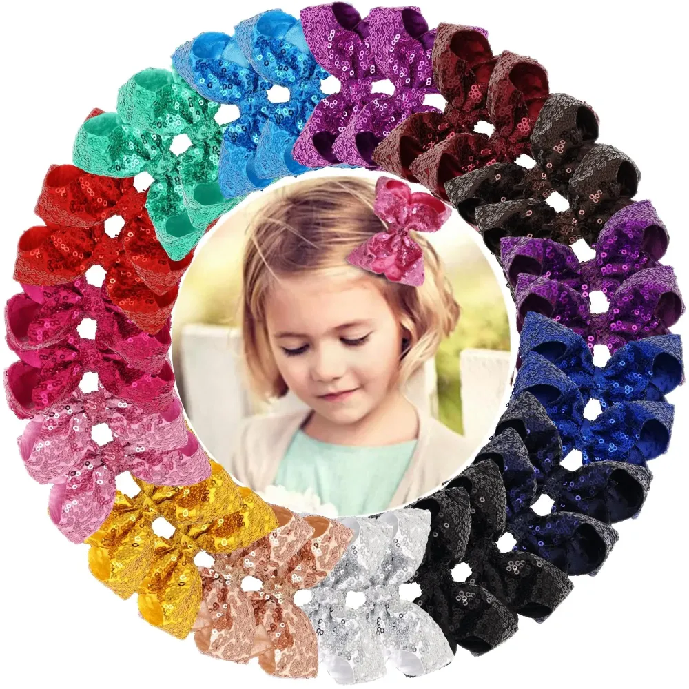 DED 30pcs Sparkly Hair Bows Clips 4 inch Glitter Sequin Bow Alligator Clips Baby Hair Accessories for Baby Girls Children Kids(15 Pair) DED 30pcs Sparkly Hair Bows Clips 4 inch Glitter Sequin Bow Alligator Clips Baby Hair Accessories for Baby Girls Children Kids(15 Pair)