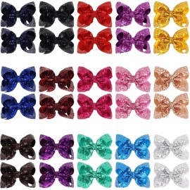 DED 30pcs Sparkly Hair Bows Clips 4 inch Glitter Sequin Bow Alligator Clips Baby Hair Accessories for Baby Girls Children Kids(15 Pair) DED 30pcs Sparkly Hair Bows Clips 4 inch Glitter Sequin Bow Alligator Clips Baby Hair Accessories for Baby Girls Children Kids(15 Pair)
