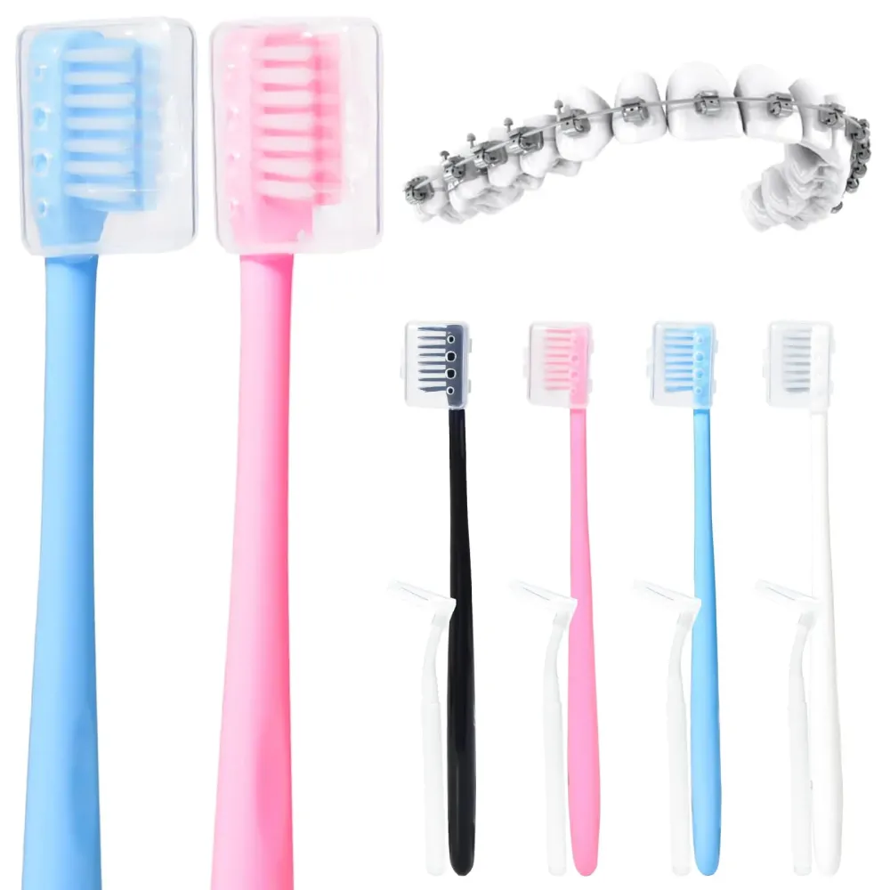 Y-Kelin V-Shaped Orthodontic Toothbrush for Braces Brackets 4 Count (Pack of 1) Soft Bristle with Inter Dental Brush Y-Kelin V-Shaped Orthodontic Toothbrush for Braces Brackets 4 Count (Pack of 1) Soft Bristle with Inter Dental Brush