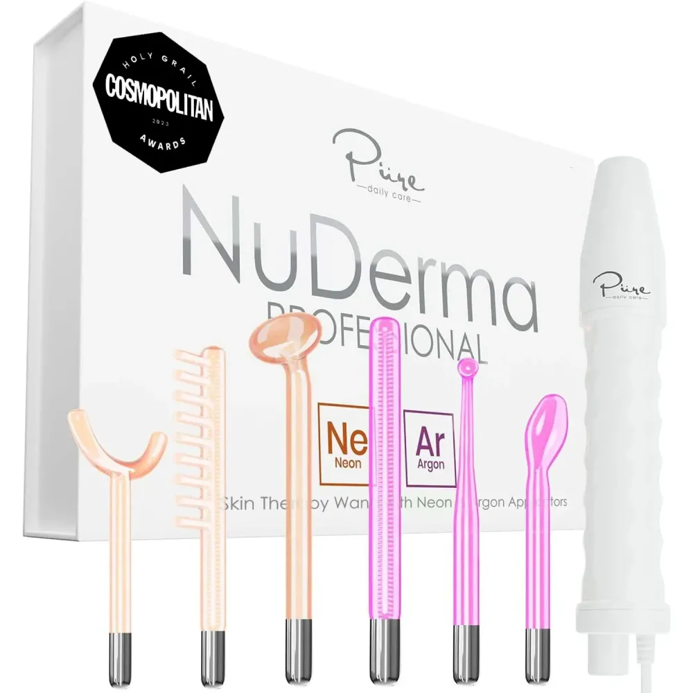 NuDerma Professional Skin Therapy Wand - Portable Skin Therapy Machine with 6 Neon & Argon Wands - Boost Your Skin - Clear Firm & Tighten NuDerma Professional Skin Therapy Wand - Portable Skin Therapy Machine with 6 Neon & Argon Wands - Boost Your Skin - Clear Firm & Tighten