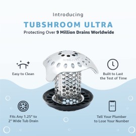 TubShroom Ultra Revolutionary Bath Tub Drain Protector Hair Catcher/Strainer/Snare Stainless Steel, 1-Pack, Silver TubShroom Ultra Revolutionary Bath Tub Drain Protector Hair Catcher/Strainer/Snare Stainless Steel, 1-Pack, Silver