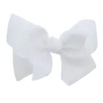 White 5.5 Inch Grosgrain Hair Bow Clip For Woman And Girls