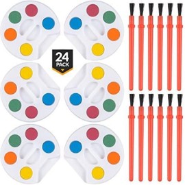 Bedwina Mini Watercolor Kids Paint Set - (Bulk Pack of 24) - 5 Watercolor Paints, Palette Tray and Painting Brush, for Art Party Favors and Paint Party Supplies Bedwina Mini Watercolor Kids Paint Set - (Bulk Pack of 24) - 5 Watercolor Paints, Palette Tray and Painting Brush, for Art Party Favors and Paint Party Supplies