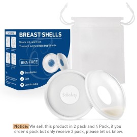 Breast Shells, 4 Pack Nursing Cups, Milk Saver, Protect Sore Nipples for Breastfeeding, Collect Breastmilk Leaks for Nursing Moms, Soft and Flexible Silicone Material, Reusable