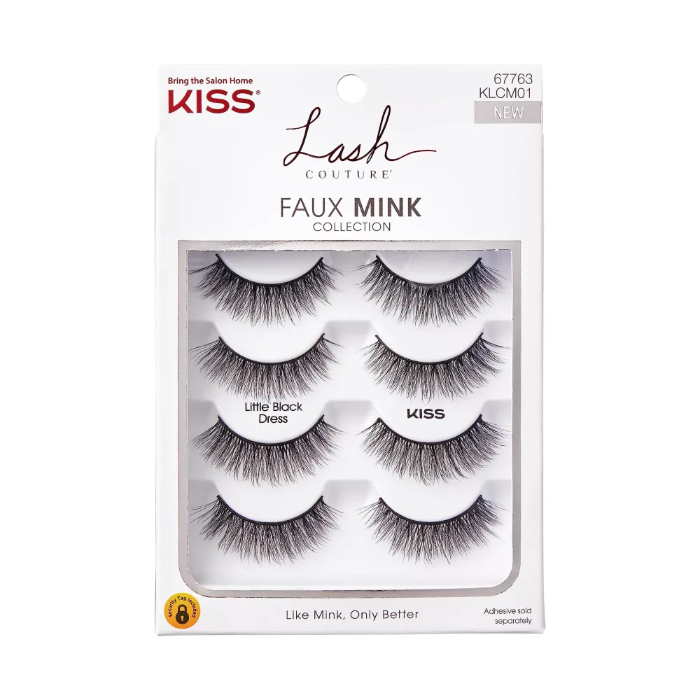 KISS Lash Couture Faux Mink False Eyelashes Multipack, Knot-Free Lash Band, Reusable, Contact Lens Friendly, Easy To Apply, Ultrafine, Tapered, Synthetic Fake Lashes, Style Little Black Dress, 4 Pairs KISS Lash Couture Faux Mink False Eyelashes Multipack, Knot-Free Lash Band, Reusable, Contact Lens Friendly, Easy To Apply, Ultrafine, Tapered, Synthetic Fake Lashes, Style Little Black Dress, 4 Pairs