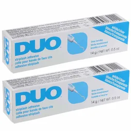 DUO Eyelash Glue, Clear Strip Lash Adhesive - Invisible-Dry, Waterproof Lash Glue for False Eyelashes, Latex-Free, 0.5 oz, 2-Pack