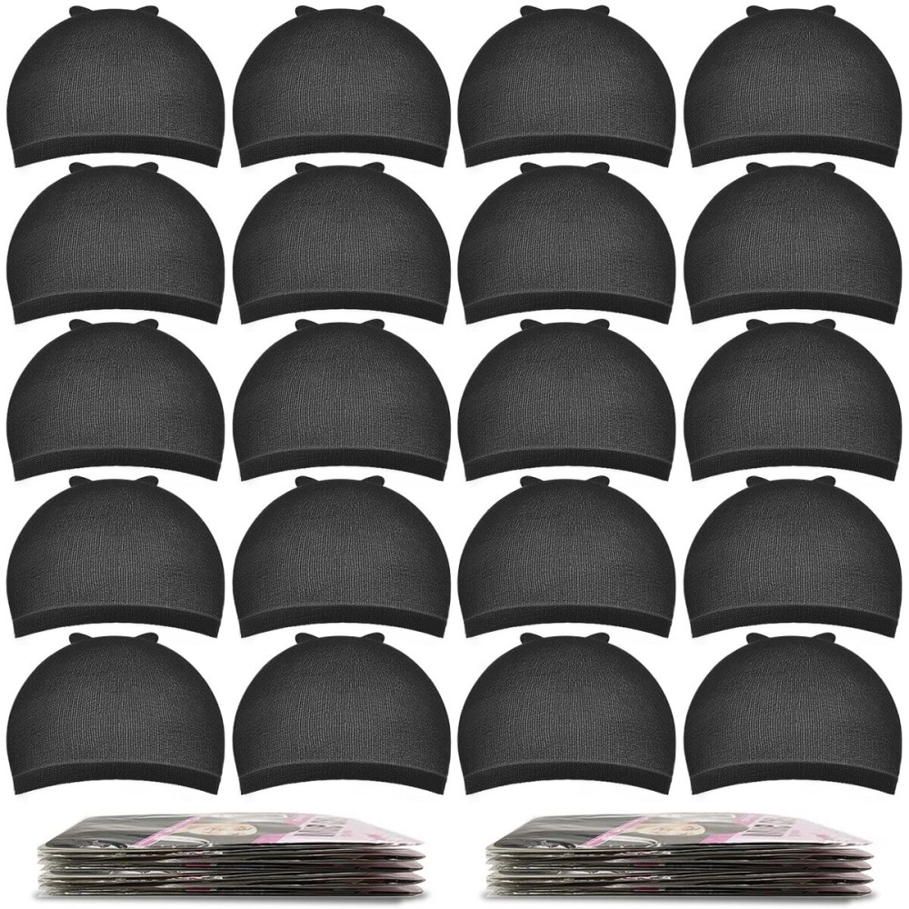 MORGLES 20 Pcs Black Stocking Wig Caps, Stretchy Nylon Wig Caps For Women Men MORGLES 20 Pcs Black Stocking Wig Caps, Stretchy Nylon Wig Caps For Women Men