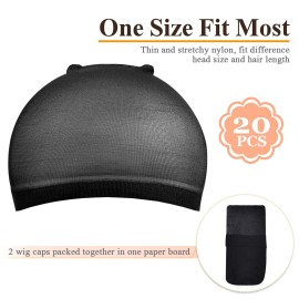 MORGLES 20 Pcs Black Stocking Wig Caps, Stretchy Nylon Wig Caps For Women Men MORGLES 20 Pcs Black Stocking Wig Caps, Stretchy Nylon Wig Caps For Women Men