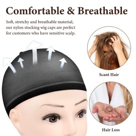 MORGLES 20 Pcs Black Stocking Wig Caps, Stretchy Nylon Wig Caps For Women Men MORGLES 20 Pcs Black Stocking Wig Caps, Stretchy Nylon Wig Caps For Women Men