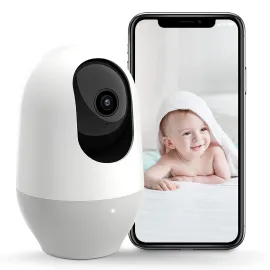 nooie Baby Monitor WiFi Smartphone 2K Baby Monitor with Night Vision Baby Camera Indoor, 360-degree Motion Tracking, Works with Alexa, Two-Way Audio, Motion & Sound Detection,SD Card or Cloud