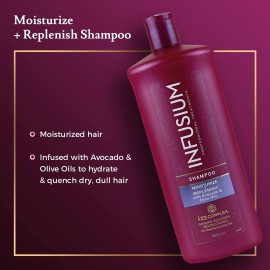 Infusium Moisturize and Replenish Shampoo - Infused with Avocado and Olive Oil - Hair Care for Dry Hair - Moisturizing Shampoo for Women - 1 L