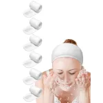 EUICAE Spa Headband Hair Wrap Sweat Headband Head Wrap Hair Towel Wrap Non-slip Stretchable Washable Makeup Headband for Face Wash Facial Treatment Sport Fits All White (White)