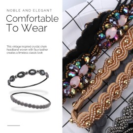 Teenitor Elastic Beaded Headbands, 5pcs Beads, Crystal Rhinestone for Women & Girls Teenitor Elastic Beaded Headbands, 5pcs Beads, Crystal Rhinestone for Women & Girls
