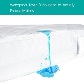 Zippered Crib Mattress Protector - Waterproof Crib Mattress Encasement, Breathable and Absorbent, 6 Sides Fully Encased Cover Zippered Crib Mattress Protector - Waterproof Crib Mattress Encasement, Breathable and Absorbent, 6 Sides Fully Encased Cover