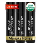 Moroccan Magic Organic Manuka Honey Lip Balm 3 Pack | Made with Natural Cold Pressed Argan and Essential Oils Lip Balm | Smooth Application