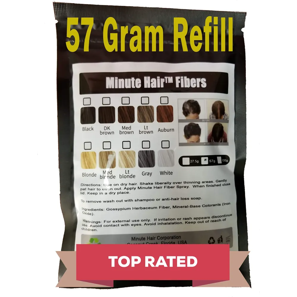 Hair Building Fibers , Hair Loss Concealer Black 57 Grams (2 oz) Minute Refill are compatible with all hair fiber applicator bottles