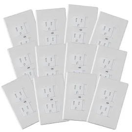 Safety Innovations Self-Closing Babyproof Outlet Covers - (for Center Screw Outlets Only) an Alternative to Wall Socket Plugs for Child Proofing, (12-Pack), (1-Screw), (White) White)