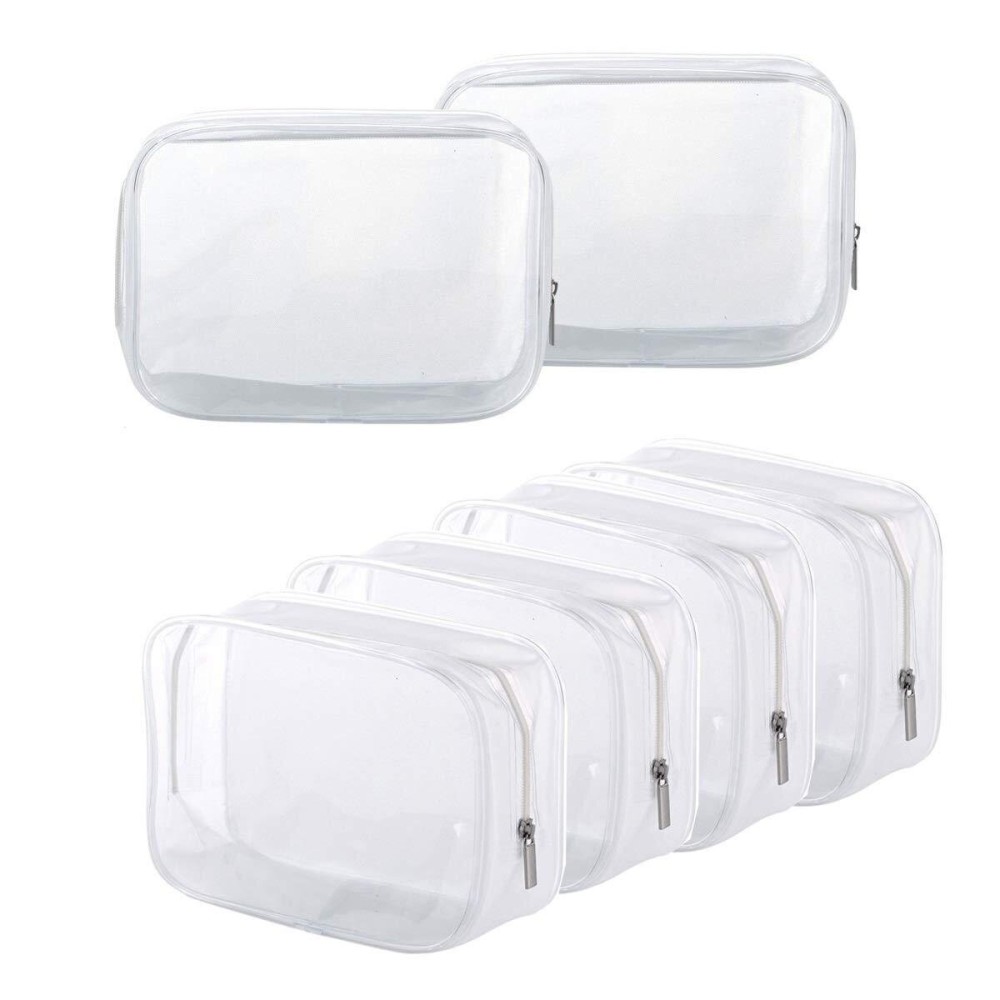 BEFORYOU 6 Pack Clear Toiletry Carry Pouch with Zipper Portable Plastic Waterproof Cosmetic Bag TSA Approved for Vacation Travel Bathroom and Organizing (White, Small) BEFORYOU 6 Pack Clear Toiletry Carry Pouch with Zipper Portable Plastic Waterproof Cosmetic Bag TSA Approved for Vacation Travel Bathroom and Organizing (White, Small)
