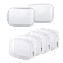 BEFORYOU 6 Pack Clear Toiletry Carry Pouch with Zipper Portable Plastic Waterproof Cosmetic Bag TSA Approved for Vacation Travel Bathroom and Organizing (White, Small) BEFORYOU 6 Pack Clear Toiletry Carry Pouch with Zipper Portable Plastic Waterproof Cosmetic Bag TSA Approved for Vacation Travel Bathroom and Organizing (White, Small)