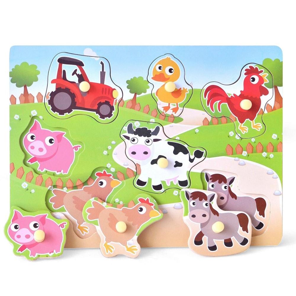 Wooden Puzzles Farm Chunky Baby Puzzles Peg Board, Full-Color Pictures for Preschool Educational Jigsaw Puzzles, 7Pieces Wooden Puzzles Farm Chunky Baby Puzzles Peg Board, Full-Color Pictures for Preschool Educational Jigsaw Puzzles, 7Pieces