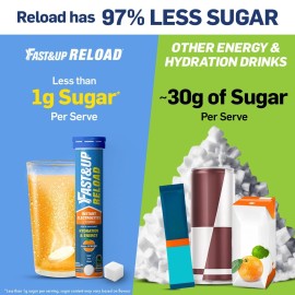 FAST&UP Reload - Electrolyte Energy Drink - Sports Nutrition Electrolyte Drink - Effervescent Tablets for Running & Cycling- 20 effervescent Tablets - Lime and Lemon Flavour