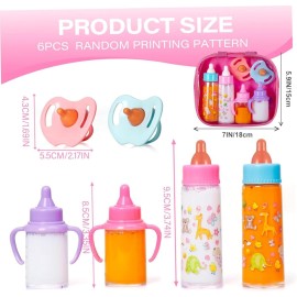 fash n kolor, My Sweet Baby Disappearing Doll Feeding Set, Baby Care 6 Piece Doll Feeding Set for Toy Stroller | 2 Milk & Juice Bottles with 2 Toy Pacifier for Baby Dolls